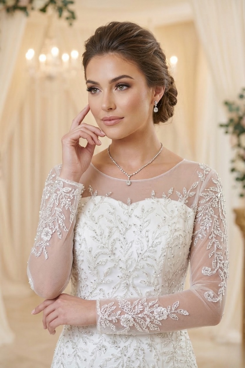white net dress design images Grace meets glamour!, Beautiful off-white net gown with heavy embroidery work. Perfect for engagement, reception, cocktail party & special occasions., Premium quality fabric, Flared silhouette